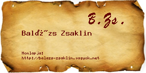 Balázs Zsaklin névjegykártya