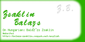 zsaklin balazs business card